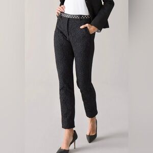 NWT WHBM Black Floral Lace Slim Ankle Pant Sz 12R